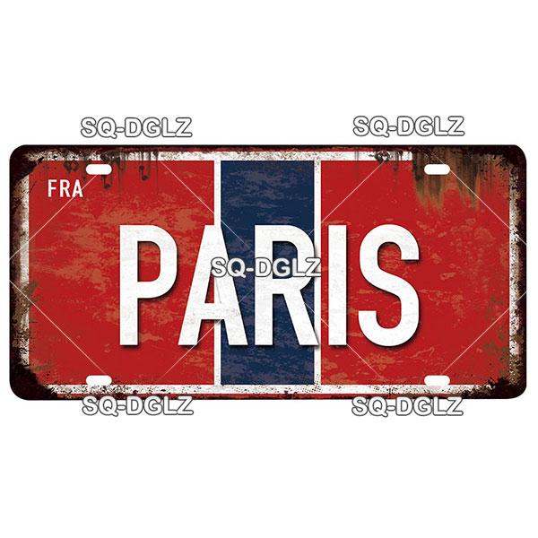 [SQ-DGLZ] Vintage France City Metal Sign Tin Sign Licenses Plate Decor Plaque Metal Vintage Bar Pub Club Home Wall Decoration