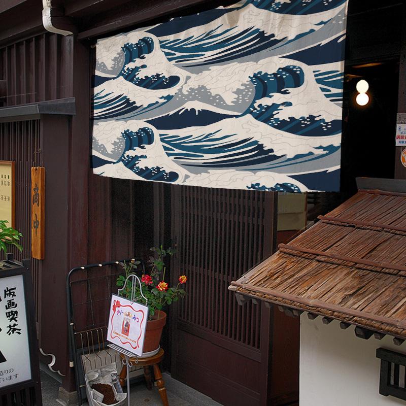Japanese Koi Door Curtain Restaurant Bar Partition Curtain Art Painting Drape Entrance Hanging Half-Curtain  Sushi Izakaya Decor
