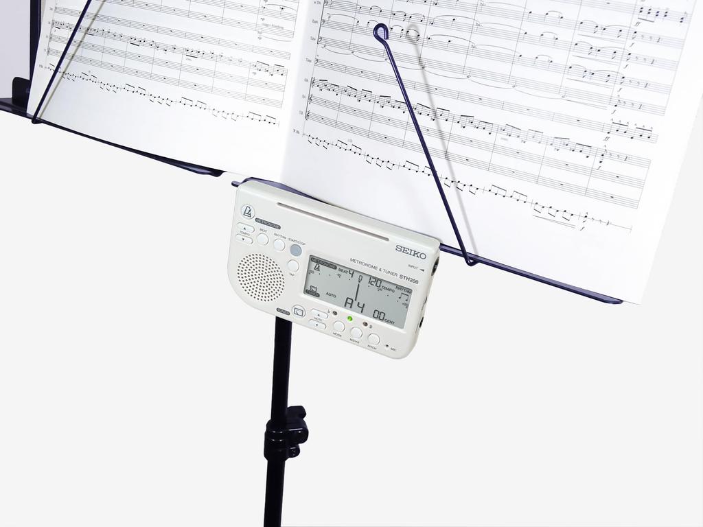 SEIKO Metronome Tuner White with Pickup Microphone Special Pack STH200WHSP & (2-Piece Set)