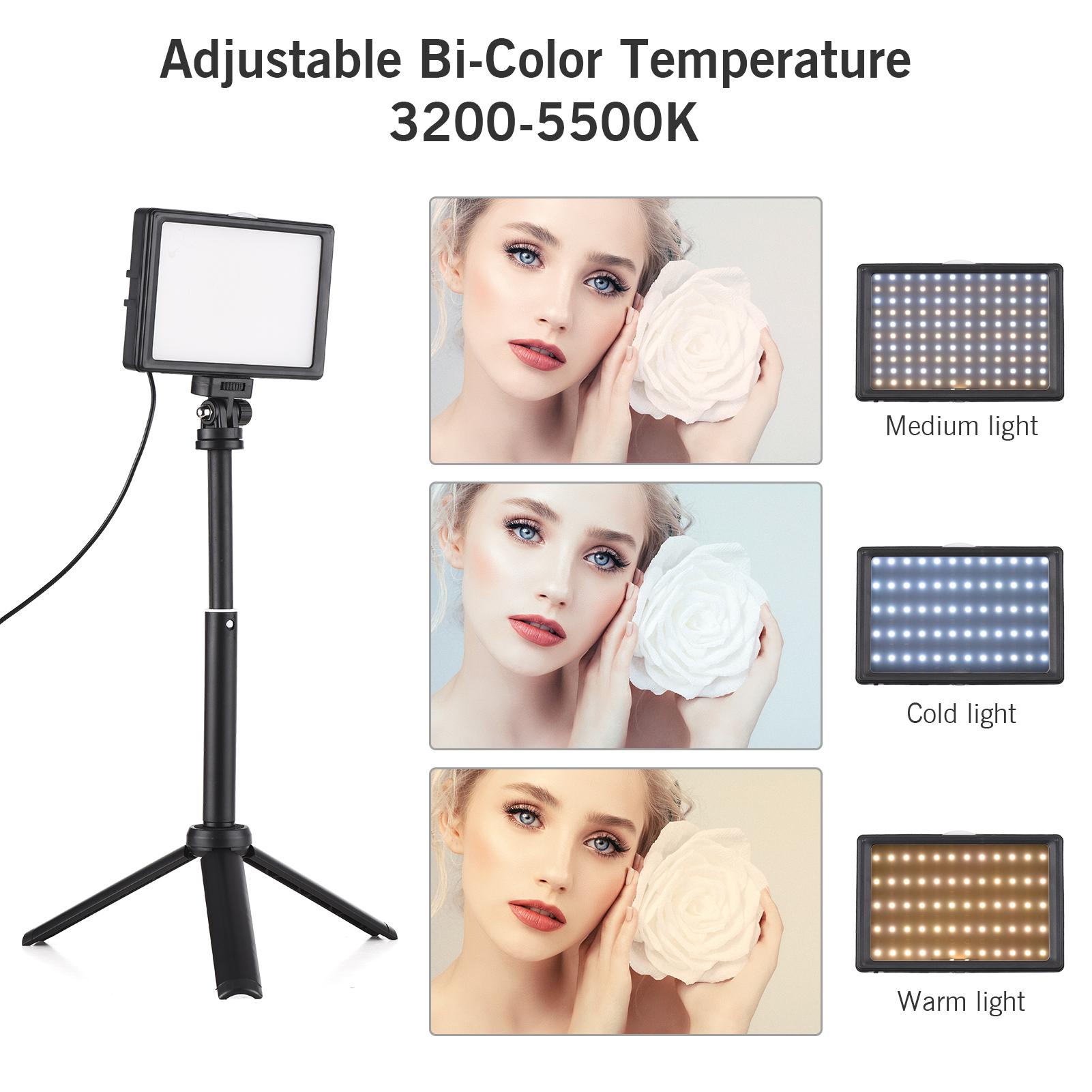 2 Packs 15W LED Video Light Set Desktop Photography Fill Light Bi-Color Temperature Brightness CRI95 USB Power Supply with Extendable Tripo