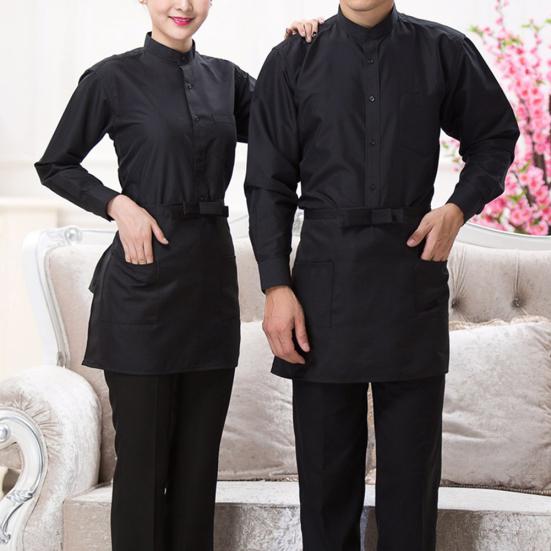 Half-length Short Waist Apron with Pockets Catering Chefs Bar Waiters Uniform