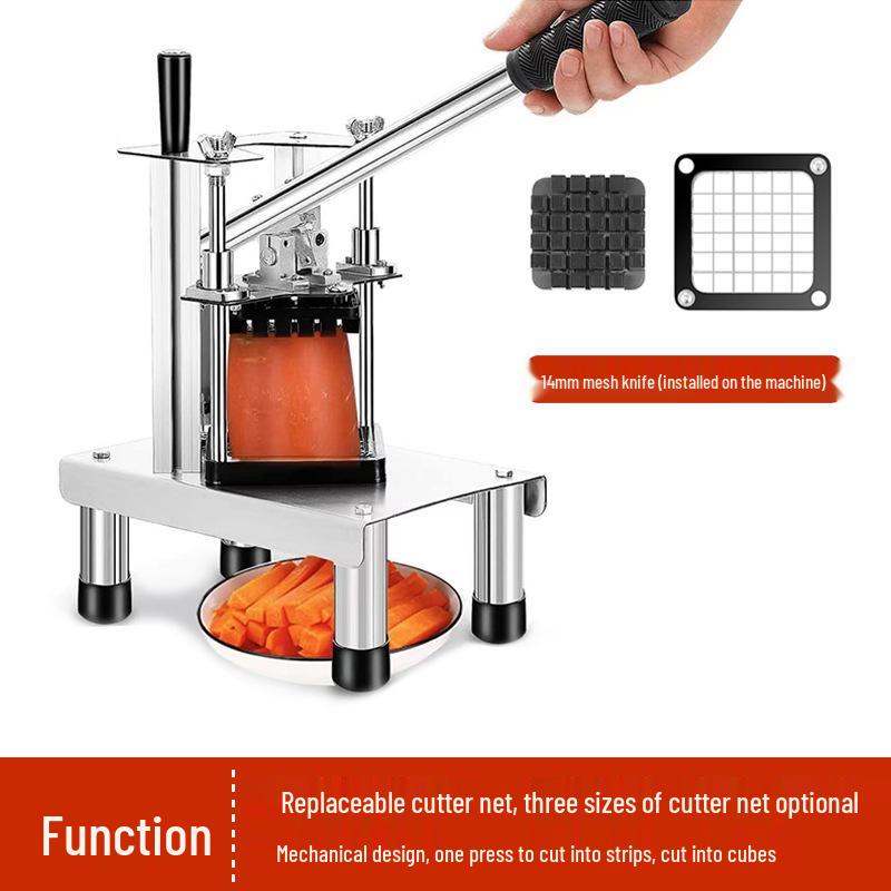 Commercial Stainless Steel Fruit & Vegetable Dicing and Slicing Machine for Potatoes, Radishes, Cucumbers, and French Fries