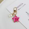 New Lovely Sakura Flower Keychain Pearl Charm Enamel Jewelry Decor Women Bag Charms Key Ring Car Keychain Decor Accessories