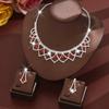 3pcs Exquisite and Elegant Hollow Out Rhinestone Bridal Necklace Earring Set Wedding Banquet Dress High-endZircon Accessories