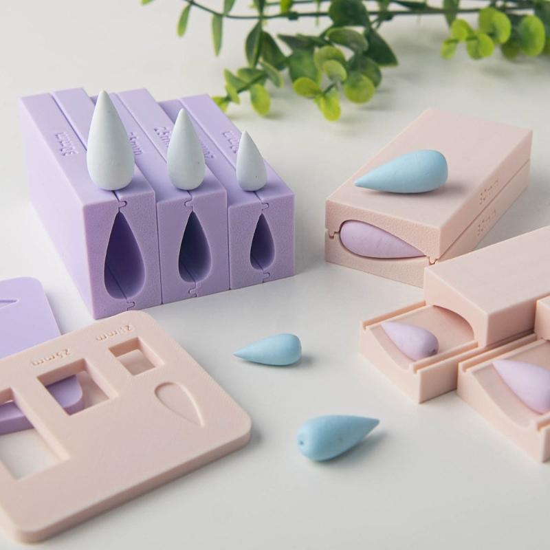 Stampo Rullo Argilla Forma Goccia d'Acqua 3 Misure Strumento per Creare Perline Essenziale per Artigianato di Gioielli Texture Plastica per Artigianato
