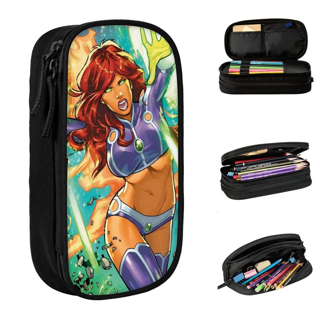Starfire Superhero Pencil Case Creative Princess Koriand'r Pen Box Bag Girls Boys Big Capacity Students School Gifts Pencilcases
