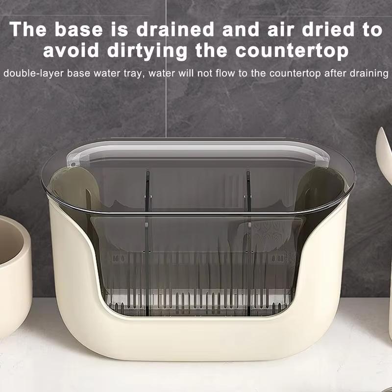1pc Kitchen Chopstick Spoon Storage Box Double-layer Detachable Kitchenware Draining Rack Countertop Tableware Chopstick Cage