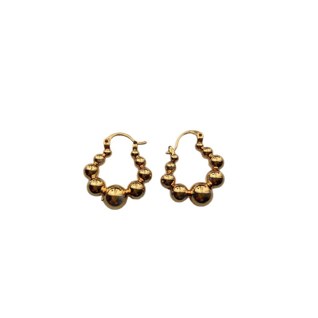 Gold Round Beads, Ring Earrings, Ear Buckles, Retro Light Luxury, Geometric Sense Of Order, Exquisite Three-Dimensional Personality, Unique