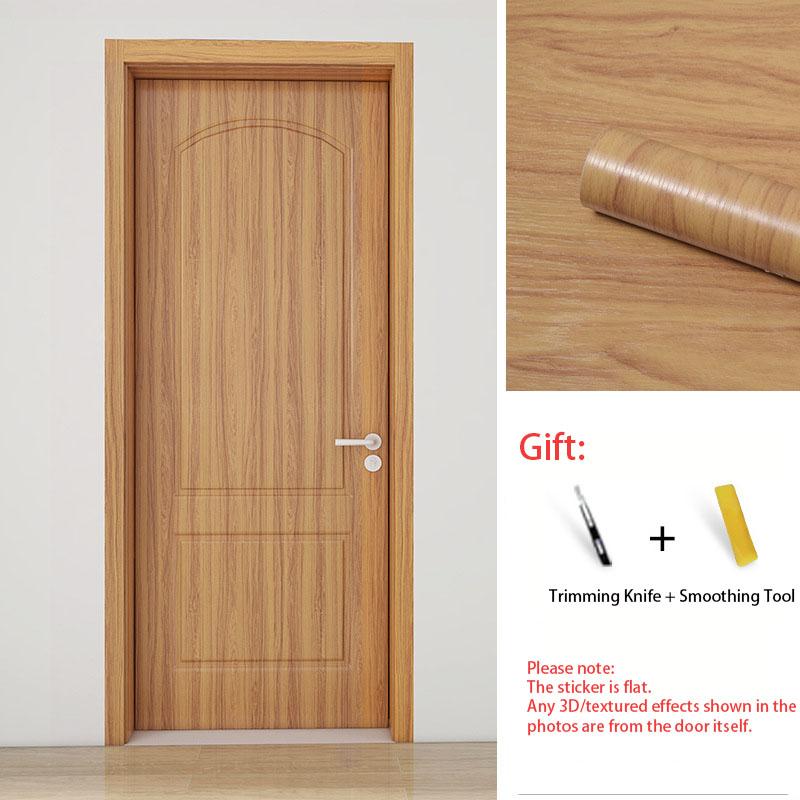 Self-Adhesive Wood Grain Door Sticker Peel & Stick Wooden Vinyl Wrap Furniture Renovation, Waterproof Wardrobe Cabinet Film Home Decor Wallpaper