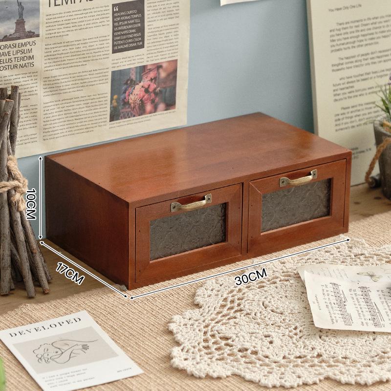 Retro Wooden Desk Organizer and Monitor Stand