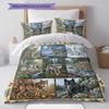 Retro Oil Painting Animals Pattern Bedding,Quilt Set Quilt Cover Pillowcase Home Birthday Gift (1 * duvet cover + 2 * pillowcase, without core)