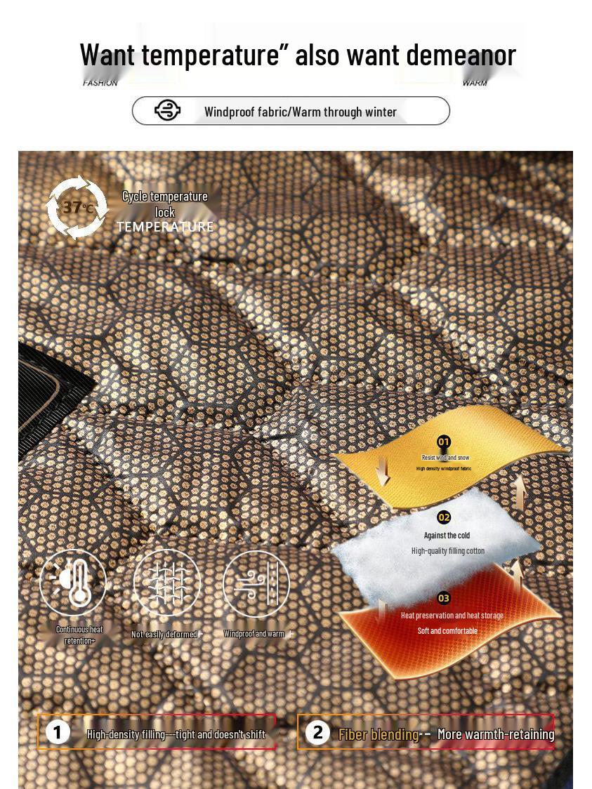 

Woodpecker Men s Black & Gold Winter Coat with Fleece Lining - Thickened Mid-Age Jacket, Autumn/Winter Style L for 110-130 jin