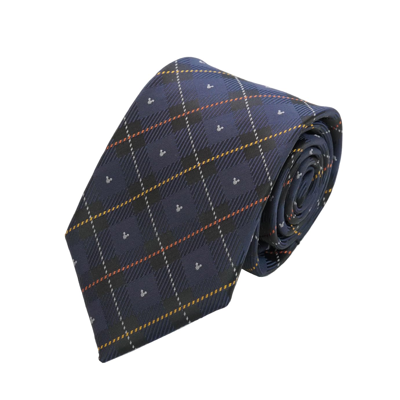 [Disney] Necktie (Three Circle Silhouette Check Pattern) Necktie D50036 Dark Blue x Yellow