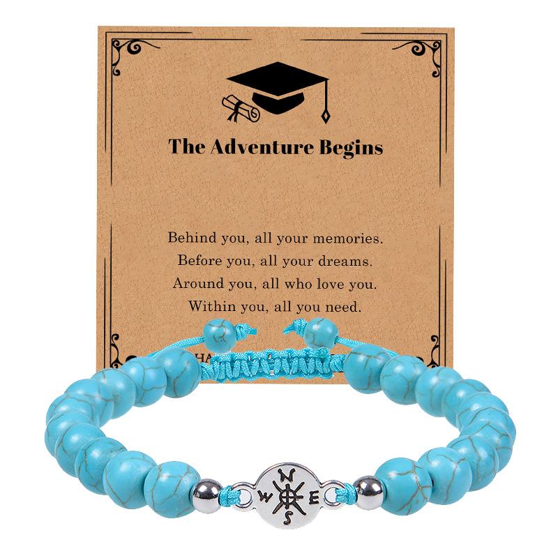 Creative Natural Stone Compass Bracelet Tiger Eye Stone Black Magnet Bead Bracelet Weaving Graduation Season Gift