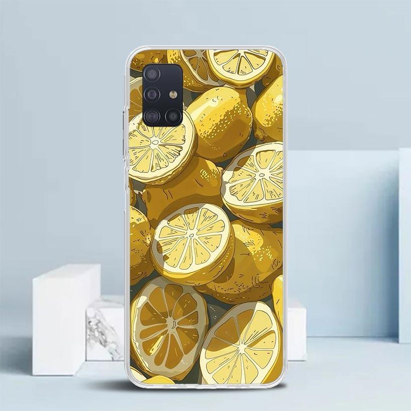 Summer Fruits Lemon Soft Cover for Samsung Galaxy A12 A22 A32 A52 A72 A02S Phone Case Note 20 Ultra 10 S10 Plus A51 A71 A50S A20