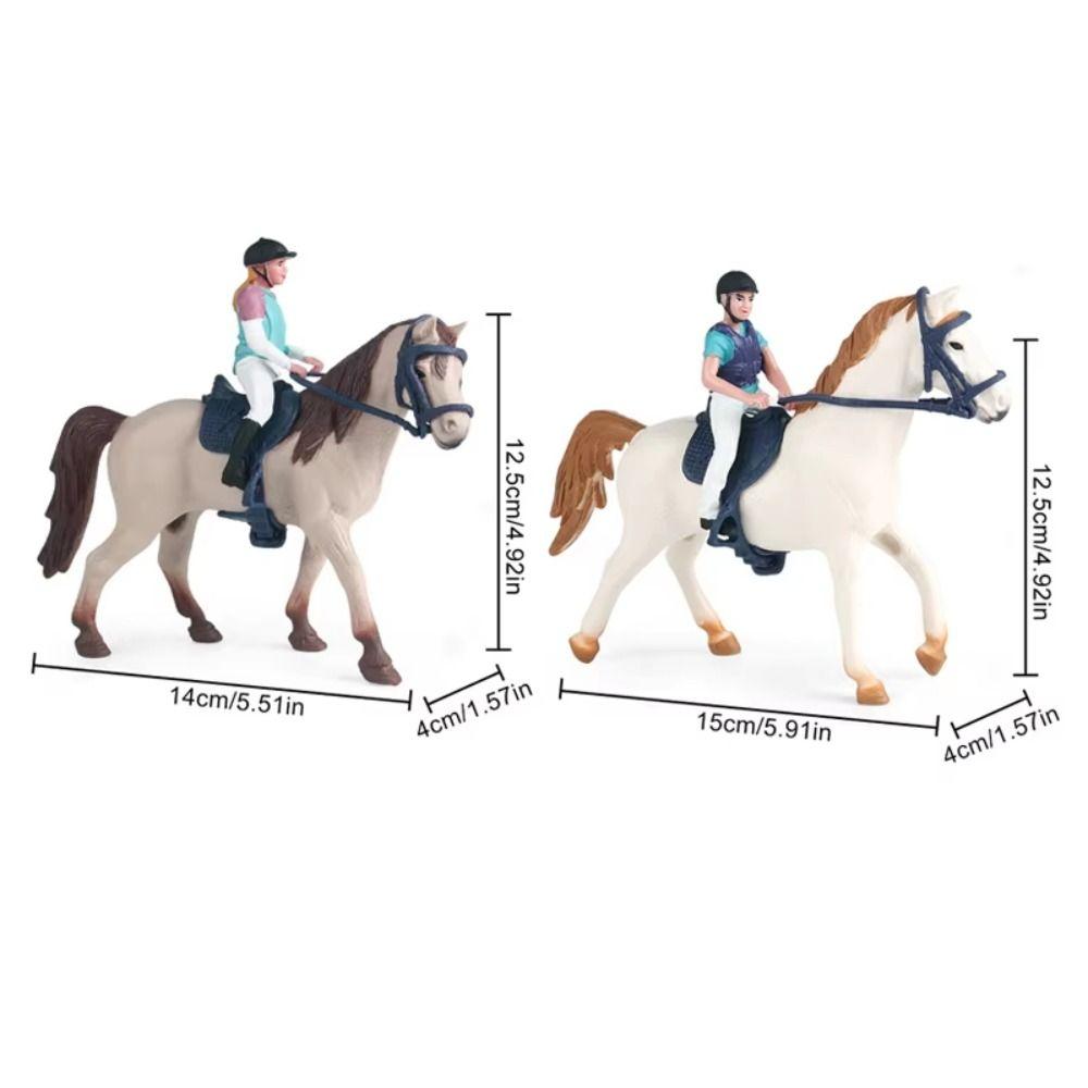 Equestrian Rider Rider and Horse Figurine Simulation Farm Animal Model  Home Decoration