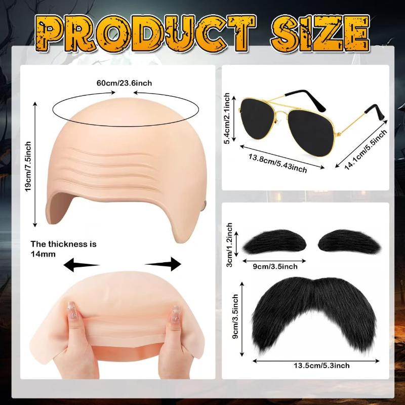 Cosplay Latex Bald Cap Realistic Soft Breathable Fake Bald Head Hat for Halloween Costume Theatrical Performance Makeup