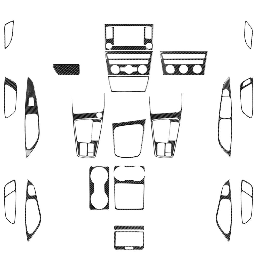 For Seat Leon MK3 2013-2020 Carbon Fiber Central Navigation Radio CD AC Door Gear Shift Panel Trim Set Car Accessories Sticker