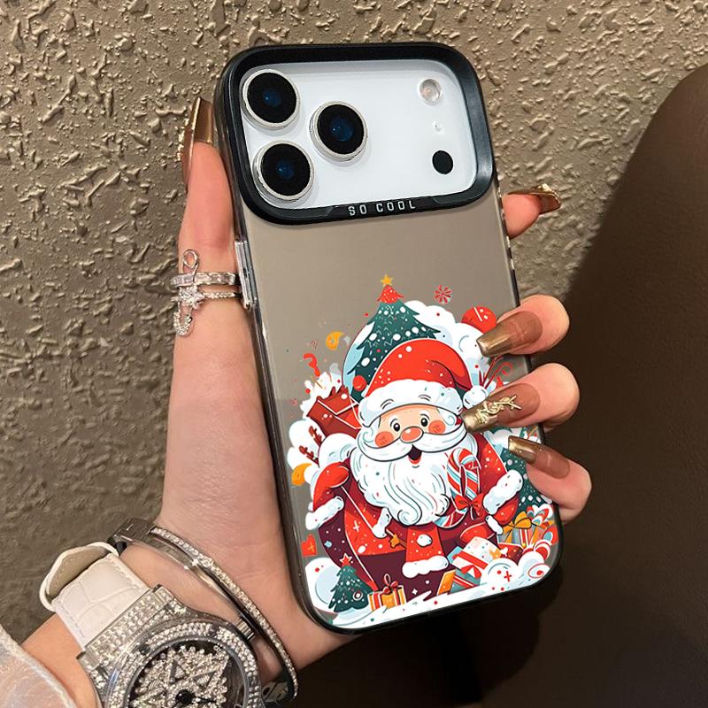 IMD Christmas Tree & Santa Case for iPhone 17 16 15 14 Pro Max/13 Shockproof Hard Cover with Fade-Resistant Design