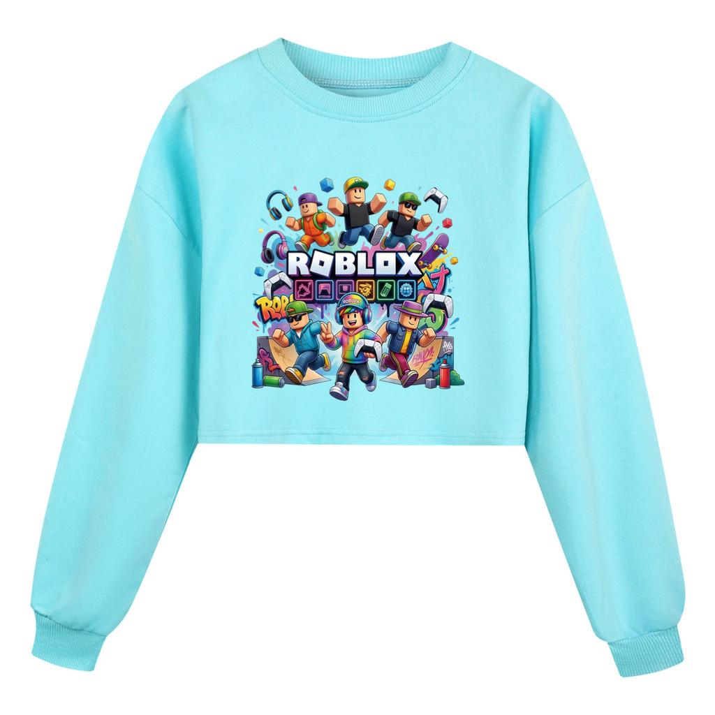5573 Kinder Mädchen Roblox Aufdruck Rundhals Bunt Langarm Sweatshirt