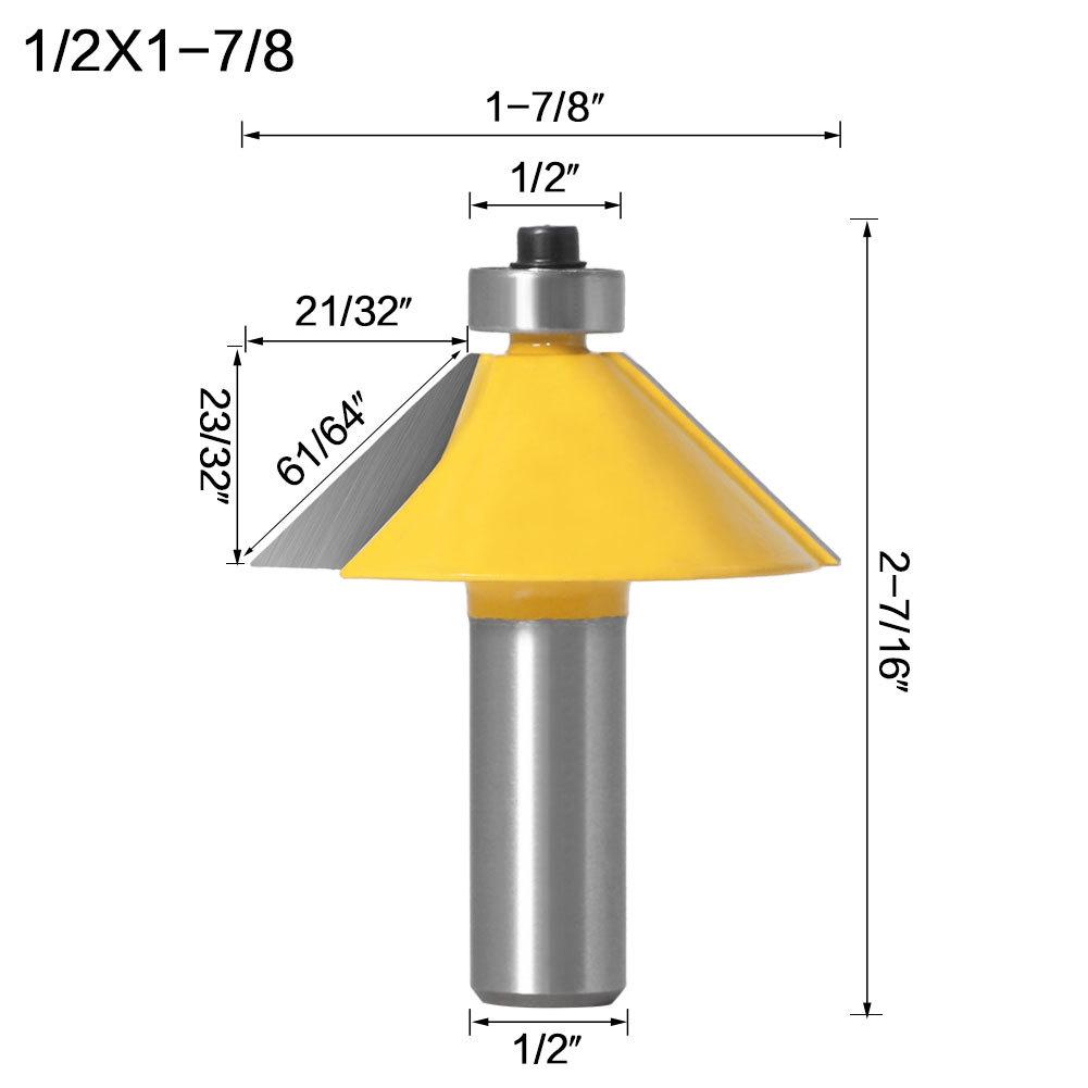 45 Degree Bevel Cutter 1/2 Handle 12 Handle Woodworking Milling Cutter Engraving Machine Cutter Head 45 Degree Chamfer Cutter Chamfer Cutter Head