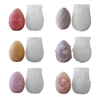 Stampo in silicone per uova di Pasqua intagliate Stampo per candele in cera fatte a mano Stampi in resina epossidica durevoli Stampi per colata di candele festive