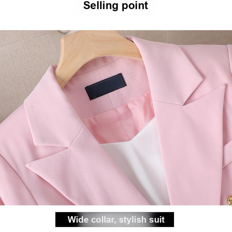 New Pink Red Long Sleeve Blazer Jacket Set Women's Pants & Mini Skirt Outfit Elegant