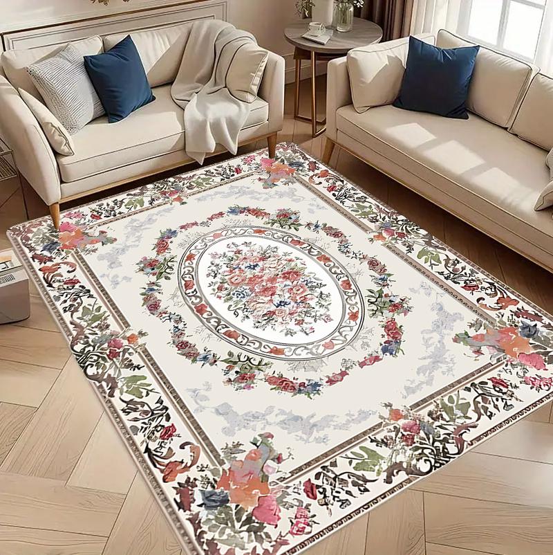 European Rose Carpet Mat Rug Home Decoration Living Room Bedroom Floor Decor Victorian Style Non Slip Rugs Rugs for Bedroom