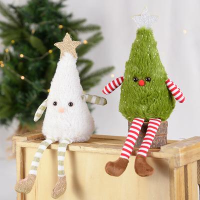Vánoční plyšové ozdoby roztomilé dlouhonohé přívěsky k zavěšení na vánoční stromek Navidad Natal domácí dekorace novoroční dárky pro děti