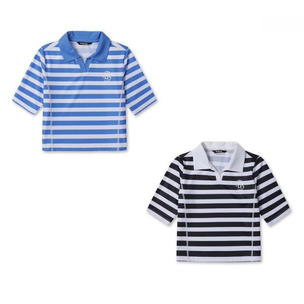 Blackyak Kids Girls Collar Rash Guard Dive Collar Crop Rash Guard 2 BLACK/165