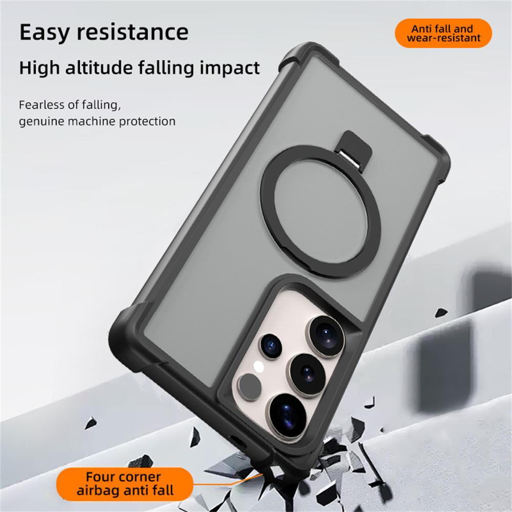 Dla Samsung Galaxy S25 Ultra Magnetyczne Etui Anty-Upadek TPU+PC Podpórka Tylna Pokrywa Telefonu