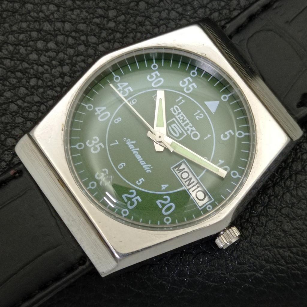 SEIKO 5 AUTOMATIC VINTAGE JAPAN 6309A MENS GREEN COLOR DIAL WATCH a701394-5 R206a-a701394