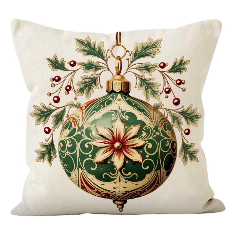 

Льняная наволочка со снеговиком для украшения дивана на Рождество style 4, 45*45cm (linen) without pillow core