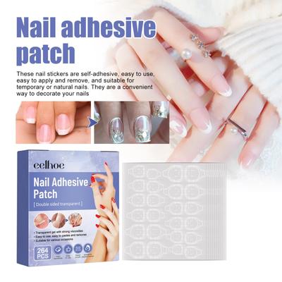 Doppelseitiges Klebebandetikett, Jelly-Doppelklebeband für Nagelpresse, Jelly-Kleber für Nailart und Make-up, 264 Stück