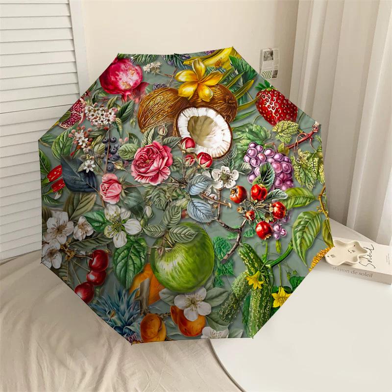 

1PC Fruits Flowers Umbrella-8-Rib Reinforced Portable Folding Travel Suitable for All Seasons Outdoor Daily Use Is an Ideal Choice -K0340