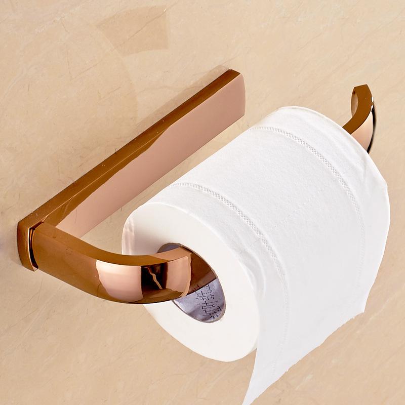 European Style Rose Gold Pure Copper Bathroom Accessories Set: Towel Rack, Shelf & Toilet Brush Hanger