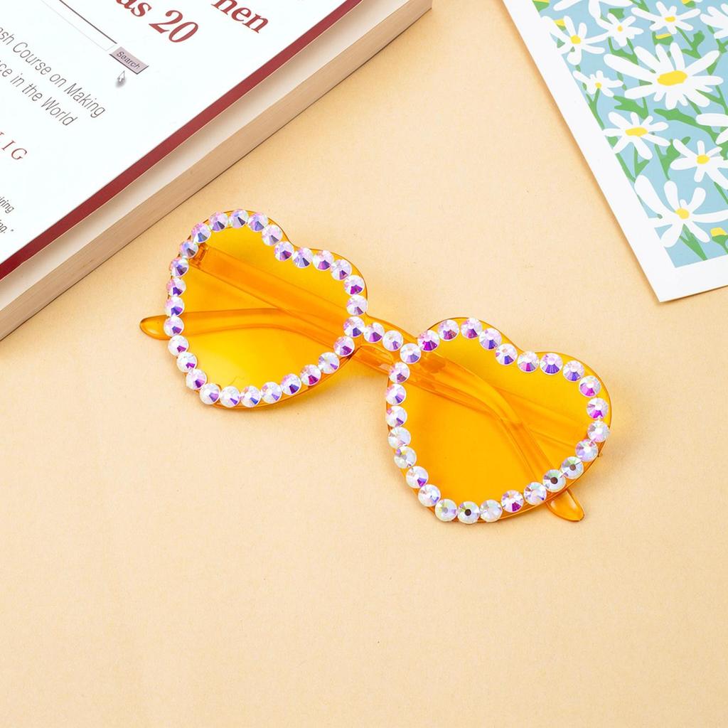 Y2K Love Heart Sunglasses Rimless Frame Rhinestone Decoration Sun Glasses Wedding Dance Party Eyewear Glasses for Women Girs