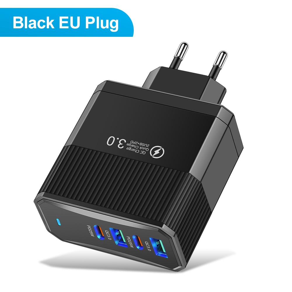 Celkový 100W 2USB 2PD Nabíječka Rychlá nabíječka pro iPhone 15 Pro Max Xiaomi 14 Oneplus 4 porty Cestovní zástrčka Adaptér pro rychlé nabíjení telefonu