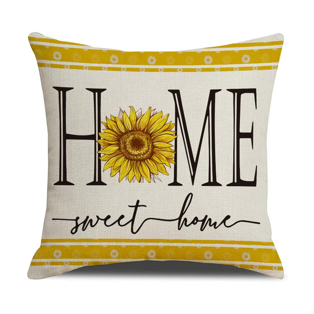 New Fresh Little Daisy Pillow Case Line Print Sunflower Home Living Room Sofa Pillow Case Cushion