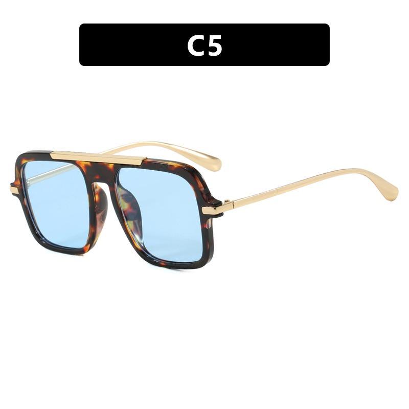 Vintage Colorful Metal Conjoined Square Sunglasses Women Men Retro Trend Sun Glasses Climbing Camping Glasses