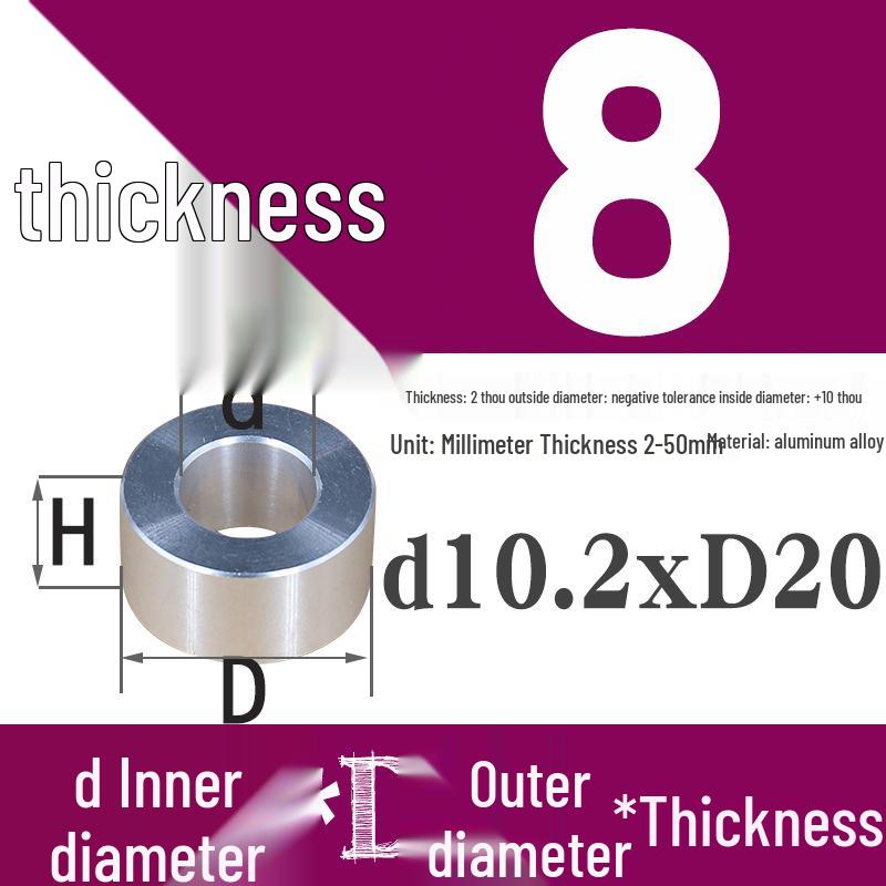 Außen-Ø 20mm Aluminiumlegierung Flache Unterlegscheibe Abstandshalter mit M6/M8/M10/M12 Innenloch - Metallwellenbuchse Isoliersäule.