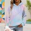 Women Plus Size Long Sleeve Colorful Galaxy Printed Hoodie Pullover With Drawstring Hood Kangaroo Pocket