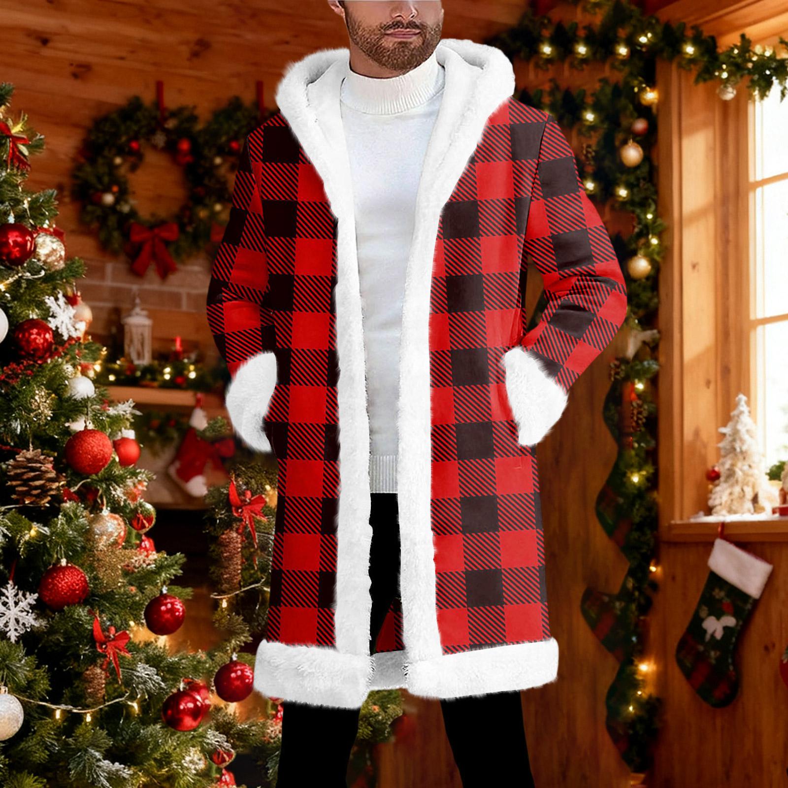 

Men s Hooded Hood Cardigan Long Keep Warm Coat XL