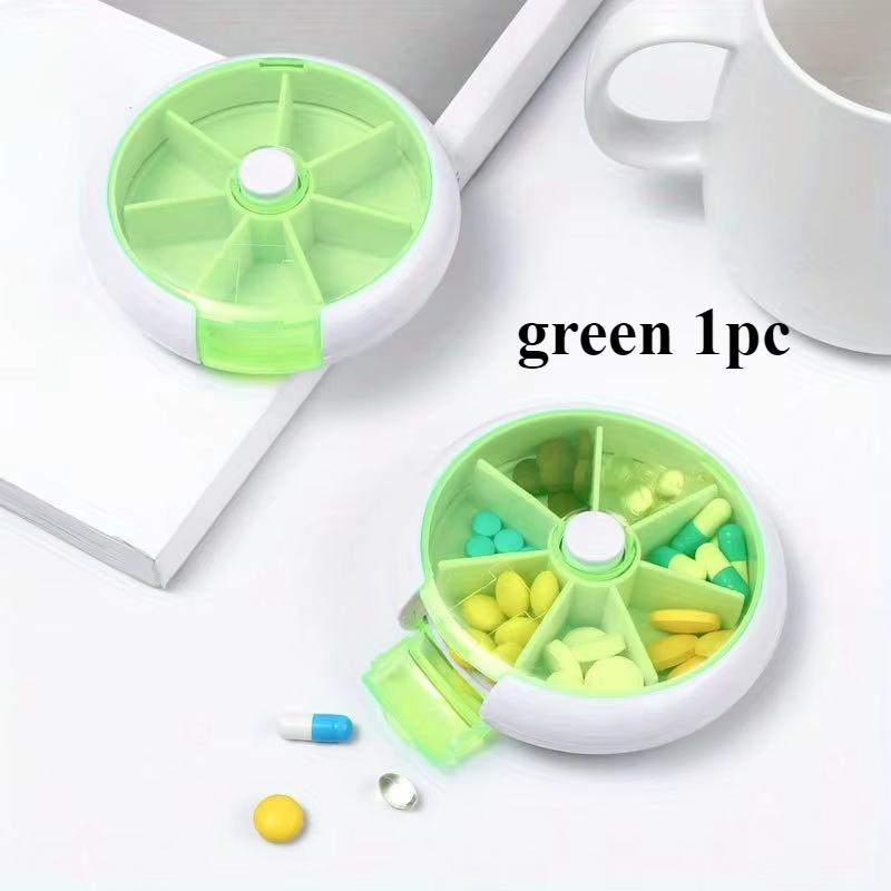 

1 seven-grid round box one-week medicine box portable rotary fruit medicine box carry mini medicine box