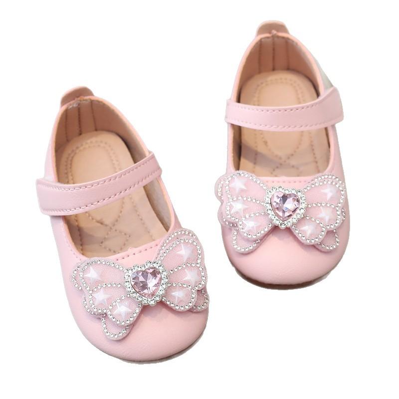 Girls Mary Jane Bow Gem Decor Soft Sole Casual Princess Shoes