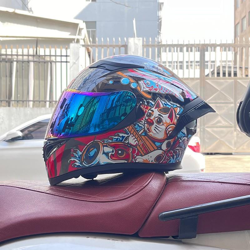 Full Face Motorcycle Helmet With Rear Wing Spoiler ABS Material Bluetooth Compatible Men All Season Riding