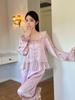 Ice silk jacquard autumn new pajamas women's Japanese sweet long-sleeved court style girl loungewear Xiaoxiangfeng pajamas