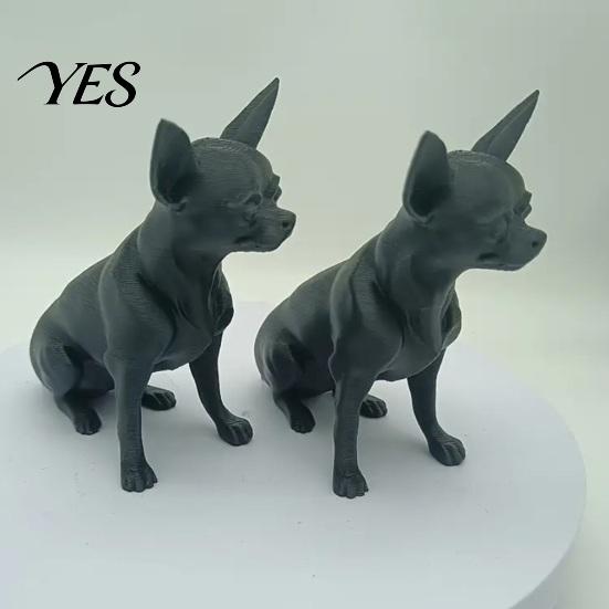 Black Dog Decor 3D Printed Chihuahua Figurine, Modern Statue, Plastic Stable Ornament Puppy Sculpture for Desk Decoration, Gift Pet Lovers Statue