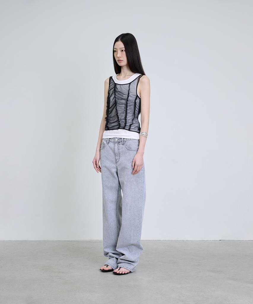 Deoaeteus Layered Sheer Sleeveless Set_Black