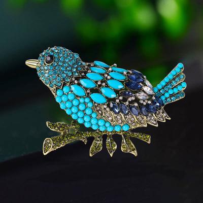 Kreative Tierbrosche voller Strasssteine Vogelbrosche Kleidung übertriebene Accessoires Vogelbrosche